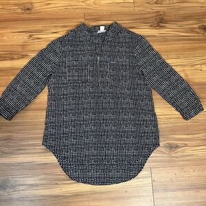 Jackyn Smith Collection Womens Small Black White Dot Zip Front Blouse Tunic